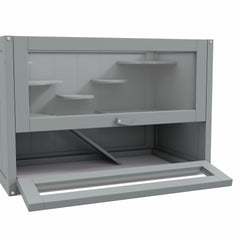PawHut 2-Level Hamster Cage with Openable Top, Door, Shelf, Ladder, Gray