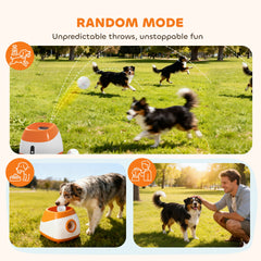 PawHut Automatic Dog Ball Launcher with 26-80 FT Distance, Automatic Ball Launcher for Medium and Large Dogs, Orange