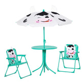 Outsunny Kids Table and Chair Set, Outdoor Folding Garden Furniture, Picnic Table for Patio Backyard, with Removable & Height Adjustable Sun Umbrella, White