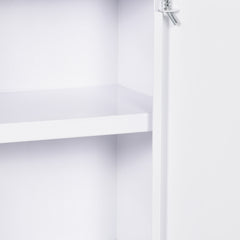 kleankin 12" x 18" Lockable Medicine Cabinet, 3 Tier Steel Medical Wall Box with 2 Keys and Shelves for Bathroom, White