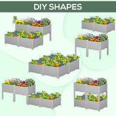 Outsunny 4-Piece Raised Garden Bed with Legs, Self-Watering Planter Box Raised Bed to Grow Flowers, Herbs & Vegetables, Gray