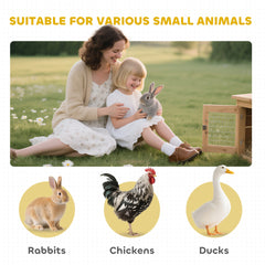 PawHut Elevated Rabbit Hutch, Wooden Bunny Cage with Hinged Asphalt Roof and Removable Tray, for Indoor/Outdoor, Gray