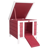 PawHut Small Wooden Rabbit Hutch Bunny Cage Guinea Pig Cage Duck House Dog House with Openable & Waterproof Roof, for Rabbits, Chickens, Ducks, Red