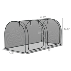 Outsunny 8' x 4' Crop Cage, Plant Protection Tent with Two Zippered Doors, Steel Frame, Storage Bag and 4 Ground Stakes, for Garden, Yard, Lawn, Black