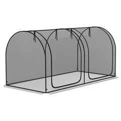 Outsunny 8' x 4' Crop Cage, Plant Protection Tent with Two Zippered Doors, Steel Frame, Storage Bag and 4 Ground Stakes, for Garden, Yard, Lawn, Black