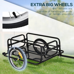 Aosom Bike Trailer, Foldable Bicycle Trailer with16 Inch Pneumatic Tire, Universal Coupler, Foldable Frame and Safe Reflectors Design, Large Load Capacity, Black