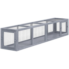 PawHut Wooden Cat Run with Weather Protection, Connecting Inside and Outside, 79"L x 15"W x 15"H, Dark Gray
