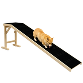 PawHut Dog Ramp for Bed, Pet Ramp for Dogs with Non-Slip Carpet and Top Platform, 74" x 16" x 25", Natural