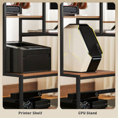 HOMCOM Computer Desk, 67" CPU Desk with Monitor Stand, Reversible 4-Tier Shelf, Industrial Writing Desk for Study Room, Brown