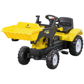 Aosom Kids Ride on Excavator, Pedal Go Kart with Front Loader Digger for 3 Year Old, Yellow
