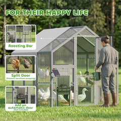 PawHut Large Wooden Chicken Run with Waterproof & Anti-UV Cover, for 6-8 Chickens, for Backyard, Farm, 5.5' x 6' x 6'