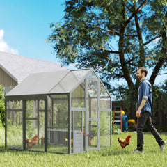 PawHut Large Wooden Chicken Run with Waterproof & Anti-UV Cover, for 6-8 Chickens, for Backyard, Farm, 5.5' x 6' x 6'