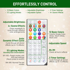 HOMCOM 7ft Artificial Christmas Tree with Colorful DIY Synchronized Lights, Remote, Hinged Slim Fir with Daily Timer