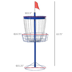 Soozier Portable Disc Golf Basket Target with 24-Chain, Travel Bag, Dark Blue