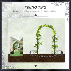 Outsunny 6.7' Steel Garden Arch Arbor with Scrollwork Hearts, Planter Boxes for Climbing Vines, Ceremony, Weddings, Party, Backyard, Lawn, Dark Gray