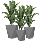 Outsunny Indoor Outdoor Planters Set of 3 MgO Tall Planters Stackable Flower Pots with Drainage Holes for Garden, Balcony, Gray