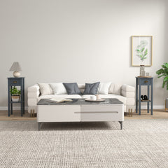 HOMCOM 2-Tier Side Tables Set of 2 with Drawer and Shelf, 2 Pieces End Tables for Living Room and Hallway, Gray