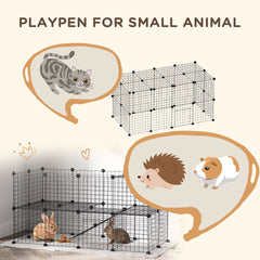 PawHut 36 Panels Small Animal Playpen with Door, DIY C & C Cage for Guinea Pigs with Ramp, Portable Metal Wire Yard for Rabbit, Hedgehogs, 14 x 14 in
