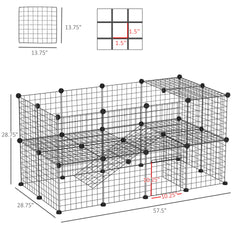 PawHut 36 Panels Small Animal Playpen with Door, DIY C & C Cage for Guinea Pigs with Ramp, Portable Metal Wire Yard for Rabbit, Hedgehogs, 14 x 14 in