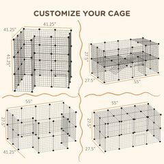 PawHut 36 Panels Small Animal Playpen with Door, DIY C & C Cage for Guinea Pigs with Ramp, Portable Metal Wire Yard for Rabbit, Hedgehogs, 14 x 14 in
