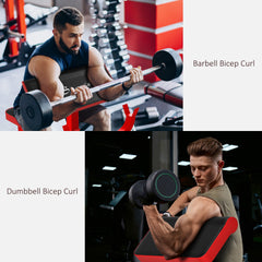 Soozier 265 LBS Preacher Curl Bench for Strength Training, Adjustable Seated Arm Isolated Barbell Dumbbell Bicep Station, Red