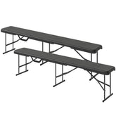 Outsunny 2 Pack 6 ft Portable Foldable Bench Seats, Plastic Folding Benches with Carrying Handle for Camping, Black