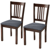 HOMCOM Dining Chairs Set of 2 Linen Upholstered Kitchen Chairs with Rubberwood Legs for Dining Room Living Room Espresso Gray