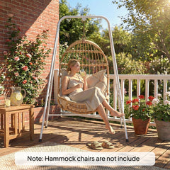 Outsunny Hammock Chair Stand Indoor and Outdoor Use with Anti-Slip Foot Pads, 2 Carabiners, White