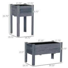 Outsunny Raised Garden Bed Set of 3, Elevated Wood Planter Box with Legs and Bed Liner for Backyard and Patio to Grow Vegetables, Herbs, Gray