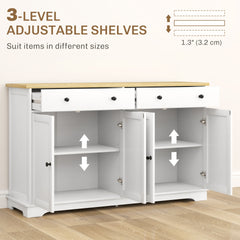 HOMCOM Modern Sideboard, Buffet Cabinet with Storage Drawers, Adjustable Shelves for Living Room, Dining Room, Entryway, White