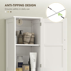 HOMCOM Farmhouse Linen Closet with Drawer, 67" Tall Bathroom Storage Cabinet with Barn Doors and Adjustable Shelves, White