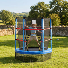 Outsunny Φ5FT Kids Trampoline with Enclosure Net for Age 3 to 6 Years Blue