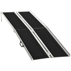 HOMCOM 8' Skidproof Portable Wheelchair Ramp for Home, Steps, Doorways, Carpeted Foldable Handicap Ramp, Threshold Ramp