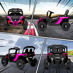 Qaba 12V Kids Ride On Truck, Battery Powered Electric UTV Vehicle with Rear Suspension, Remote Control for 3-5 Years, Pink