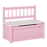 Qaba Toy Box Chest, Kids Storage Bench with Large 27 L Interior, Toy Organizer with Top Lid, and Backrest, Kids Bedroom Furniture for Nursery Room, Playroom, Bedroom, 24" x 12" x 20", Pink
