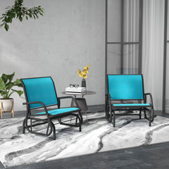 Outsunny 2 Pieces Outdoor Glider Chair, Steel Swing Chai with Curved Armrests for Porch, Garden, Poolside, Balcony, Blue