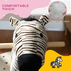 Qaba Zebra Shaped Kids Rocking Horse with Realistic Sound for 2-4 Years, Black