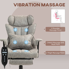 HOMCOM 400LBS Big and Tall Office Chair, Massage Office Chair with Footrest, Lumbar Support and Reclining Function, Gray