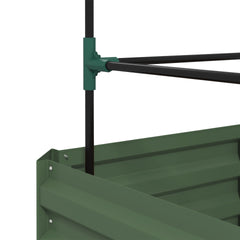 Outsunny Galvanized Planter Box, 24" x 24" x 55" Raised Garden Bed with Tomato Cage for Climbing Vines, Green