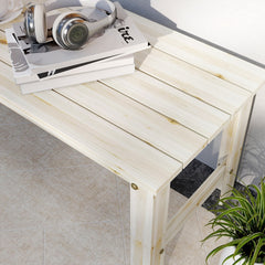 Outsunny 2-Seat Wood Garden Bench, Patio Bench Outdoor Bench with Slatted Seat, Backless Front Porch Bench for Park, Garden, Poolside, Deck, Nature Wood