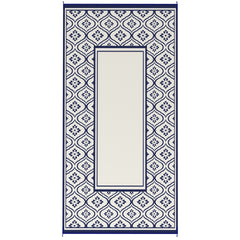 Outsunny Reversible Outdoor Rug, Waterproof Plastic Straw with Carry Bag, 9' x 18', Blue & White Gourd Border