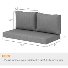 Outsunny 2 Seat Patio Furniture Cushions, 46x26x5 in, Thick Outdoor Loveseat Cushion Set with Removable Cover, Fade-Resistant Replacement Cushions for Outdoor Furniture, Couch, Bench, Swing, Gray