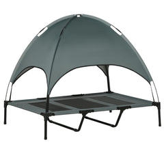 PawHut 48" x 36" Elevated Portable Dog Cot Cooling Pet Bed with UV Protection Canopy Shade