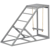 PawHut Chicken Activity Play for Healthy & Happy Animals, Swing Set with Chicken Perches & Hen Ladder, Chicken Coop Toy, Gray