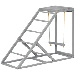 PawHut Chicken Activity Play for Healthy & Happy Animals, Swing Set with Chicken Perches & Hen Ladder, Chicken Coop Toy, Gray