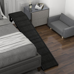 PawHut Dog Ramp w/ Non-Slip Carpet and Top Platform, 74" x 16" x 25", Black