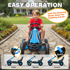 Qaba Kids Go Kart, Pedal Car with Adjustable Seat, EVA Wheels, Brake, for Boys & Girls Aged 3-8 Years Old, Blue