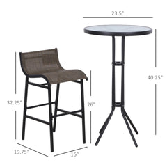 Outsunny 3 Piece Bar Height Outdoor Bistro Set for 2, Tan