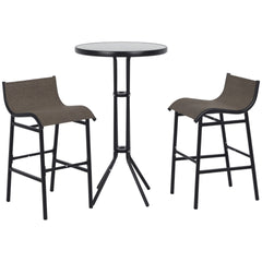 Outsunny 3 Piece Bar Height Outdoor Bistro Set for 2, Tan
