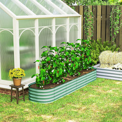 Outsunny 7.9' x 2' x 1' Galvanized Raised Garden Bed Kit, Metal Planter Box with Safety Edging, Green